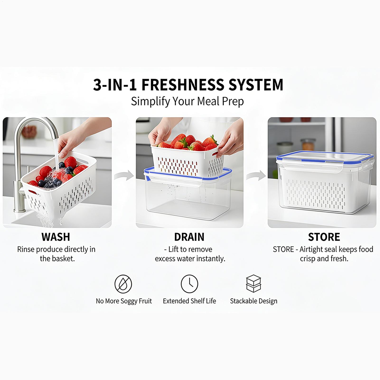 Food Storage Plastic - حاوية تخزين طعام 4 في 1،