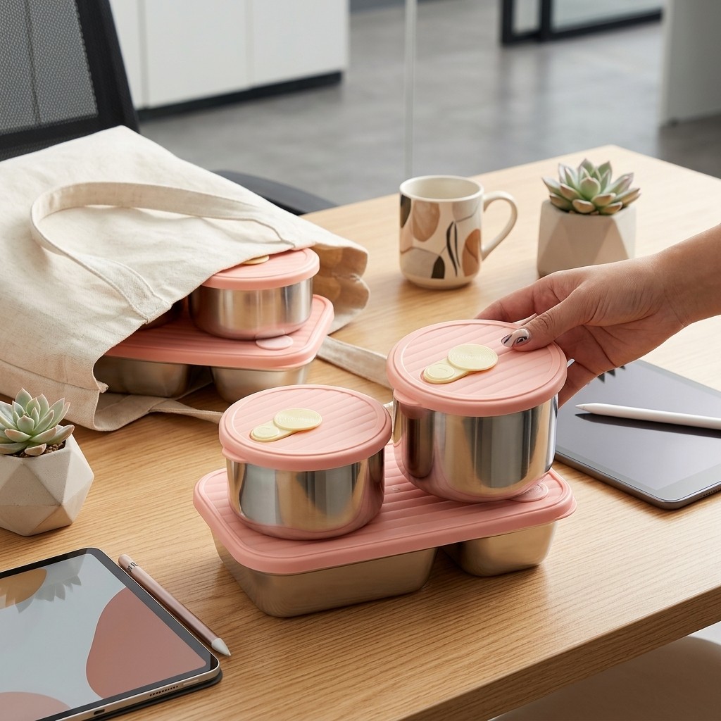 Food Storage Kits - صندوق غداء آمن للميكروويف من الفولاذ