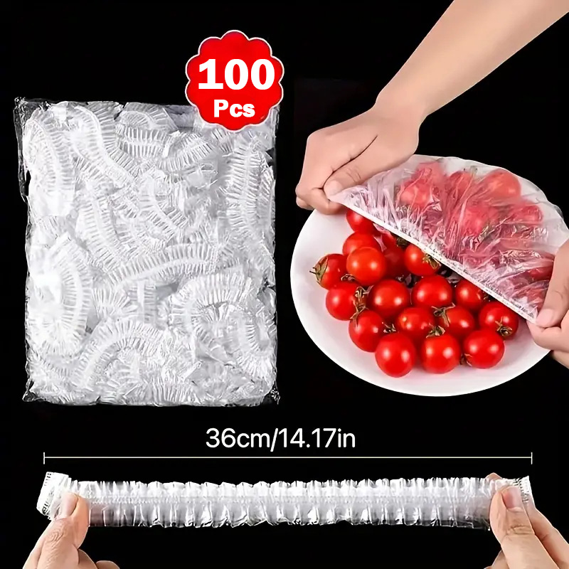 Food Storage And Safety - 100 قطعة من أغطية الأوعية البلاستيكية