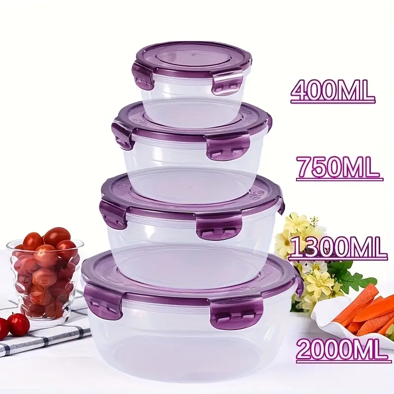 Food Storage Heat - 4 حاويات بلاستيكية لتخزين الطعام، صناديق