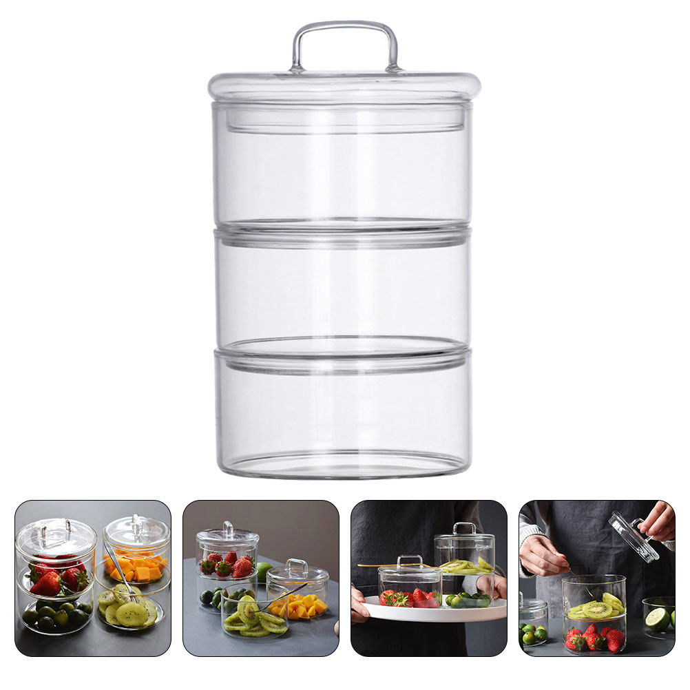 Food Storage Glass Jar - طقم وعاء تخزين زجاجي شفاف للسلطة،