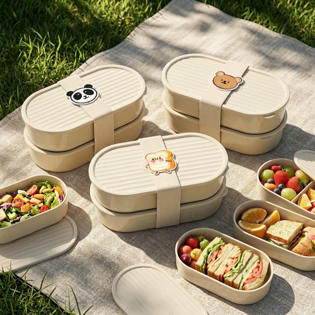 Food Storage Kits - صندوق غداء بلاستيكي بيضاوي للأطفال بتصميم