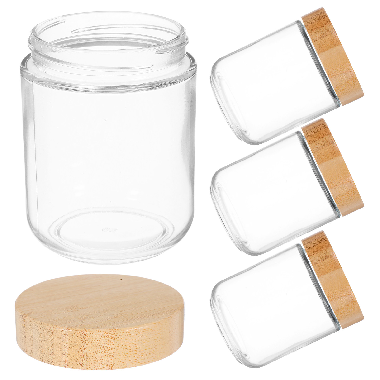 Food Storage Glass Jar - 4 قطع من الأوعية الزجاجية الشفافة