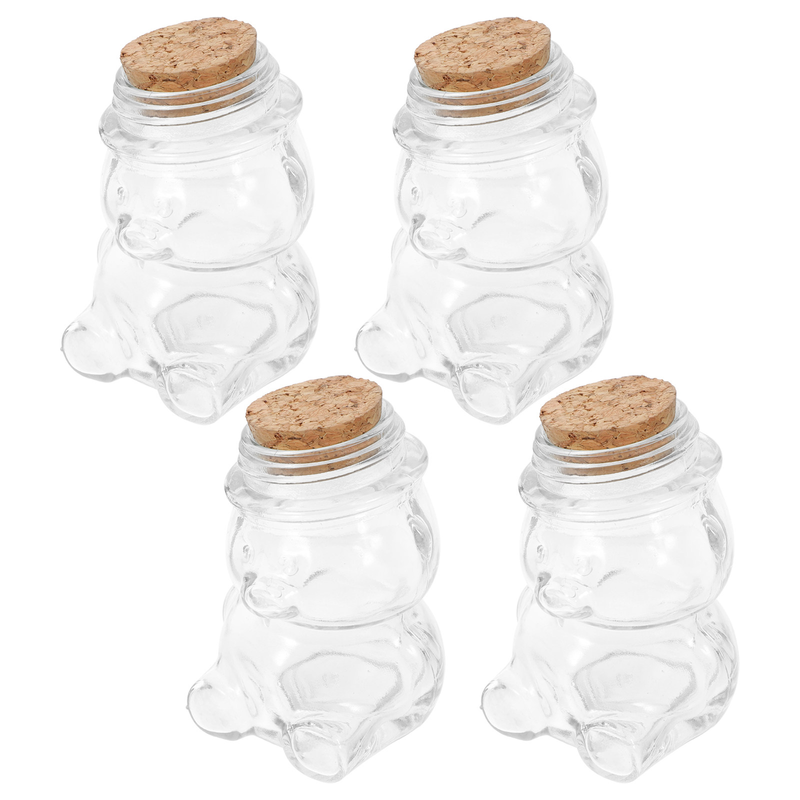 Food Storage Glass Jar - طقم من 4 أوعية زجاجية شفافة