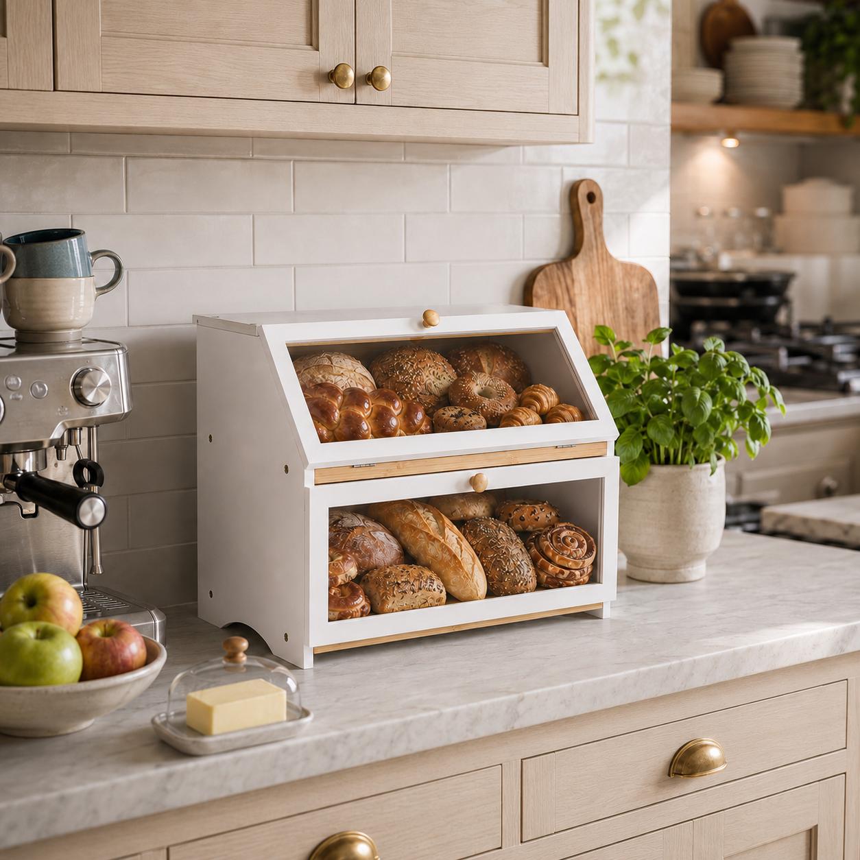 صندوق خبز HOMEKOKO ذو طبقتين ل - مراجعة Food Storage Utensils وسعره