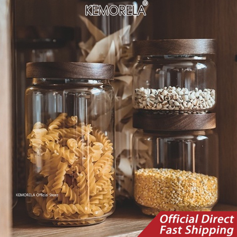 غطاء خشبي زجاجي محكم علبة المط - مراجعة Food Storage Glass Jar وسعره