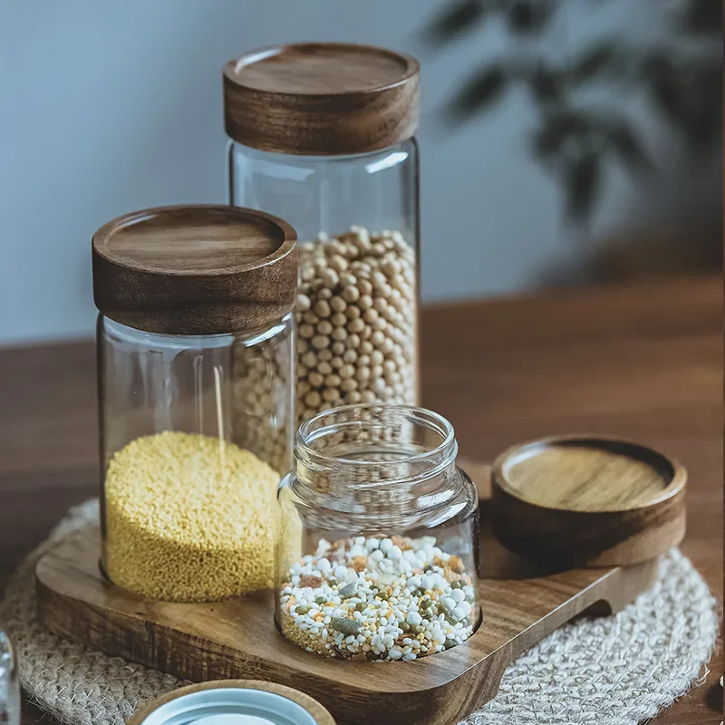 وعاء زجاجي بغطاء خشبي ، علبة م - مراجعة Food Storage Glass Jar وسعره