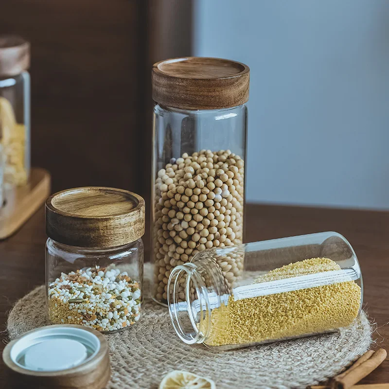وعاء زجاجي بغطاء خشبي ، علبة م - مراجعة Food Storage Glass Jar وسعره