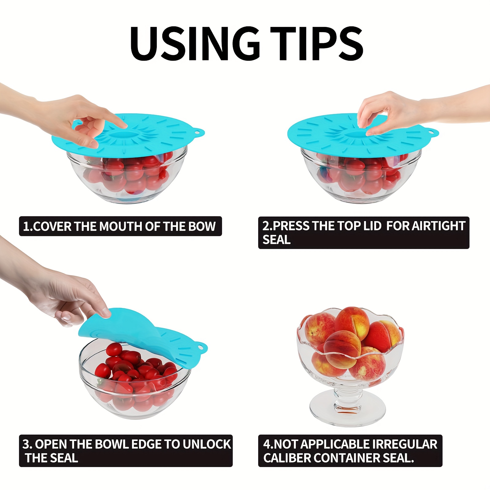 أغطية سيليكون من 5 قطع، أغطية  - مراجعة Food Storage Utensils وسعره