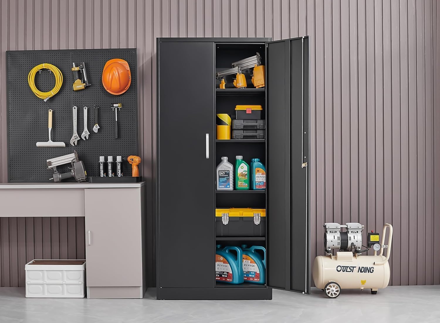 خزانة تخزين معدنية بأرفف قابلة - مراجعة Food Storage Utensils وسعره