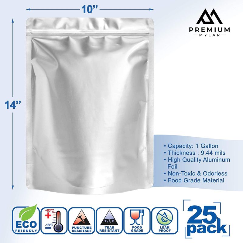 25 كيس مايلار - أكياس مايلار ق - مراجعة Food Storage Mylar Bags وسعره